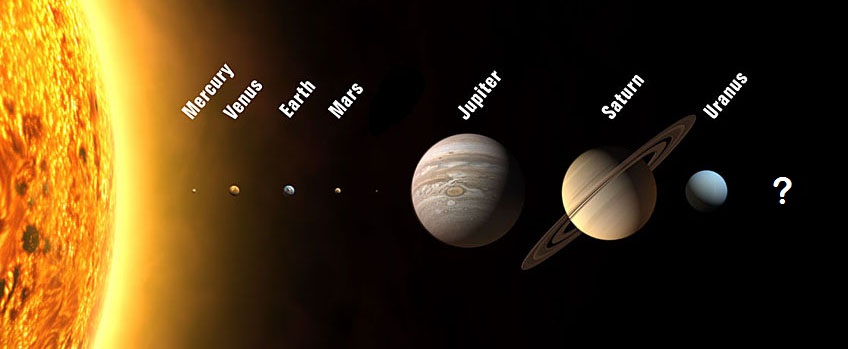 7 planet solar system - not to scale