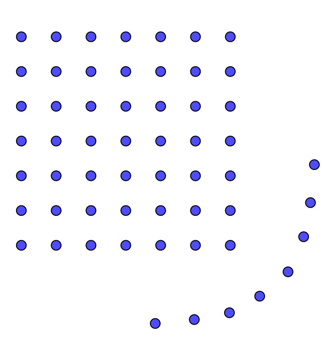 A picture of points in a 7th order plane